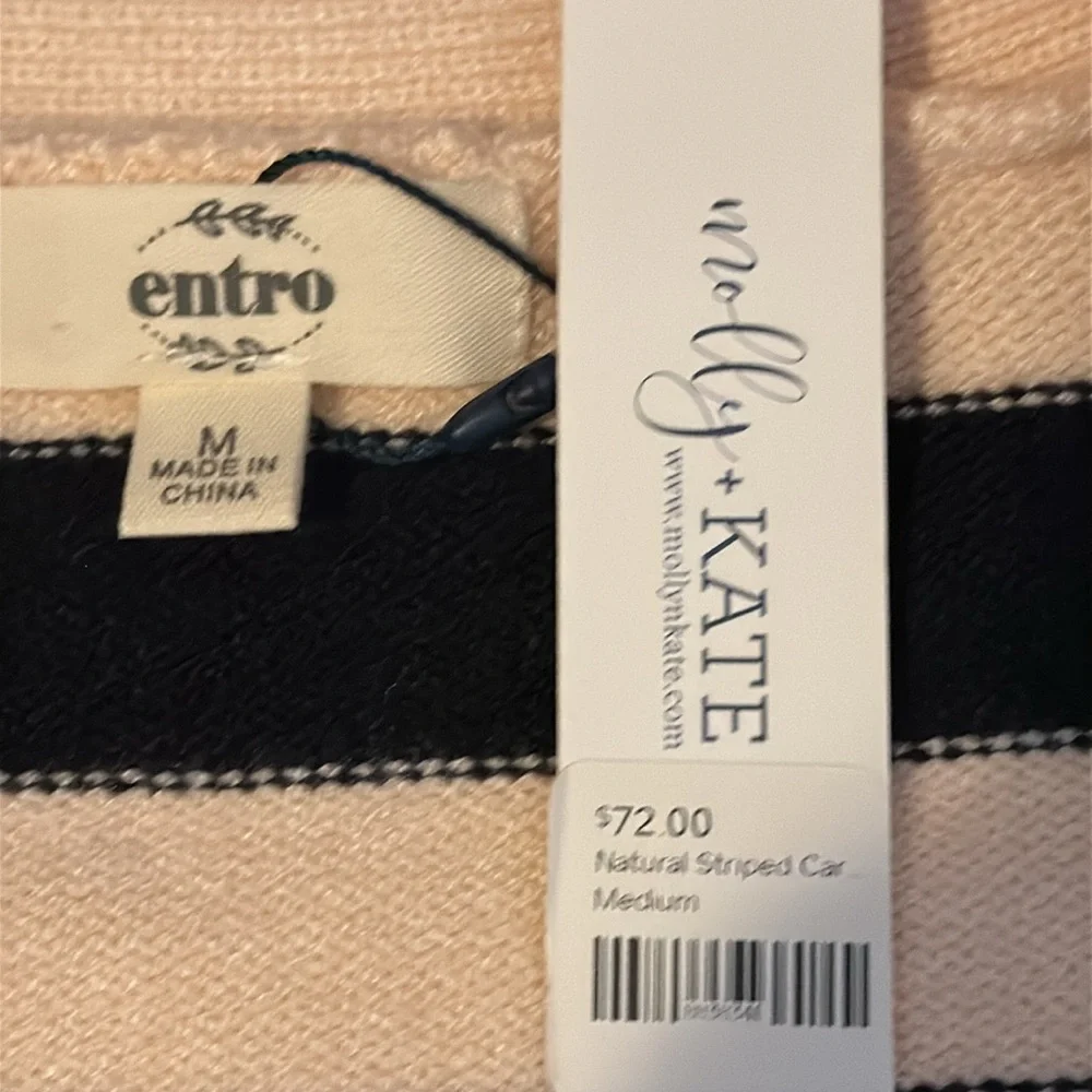 NWT Entro M oversized black & cream striped cardigan. - Picture 3 of 5